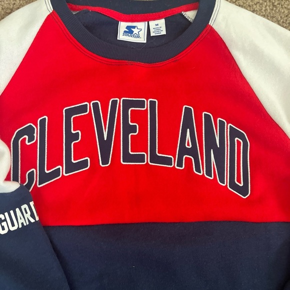 Women's Starter Navy/Red Cleveland Guardians Baseline Pullover Sweatshirt. Med. - Picture 3 of 8